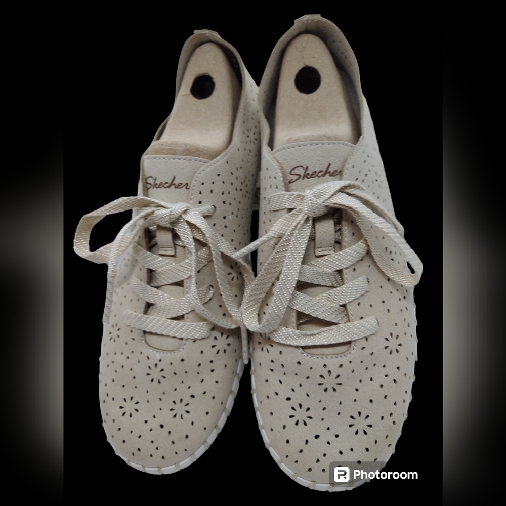Skeckers Sepulveda Blvd Floral Maze Cream/Natural Lace Shoes Women's Size 8